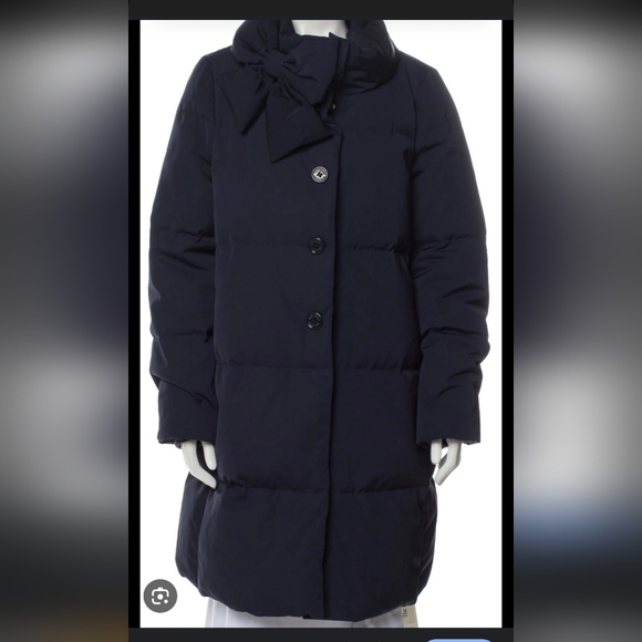 Kate Spade Women's Navy Puffer Coat With A Bow Detail - Picture 3 of 7